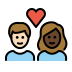 couple with heart, woman, man, light skin tone, dark skin tone